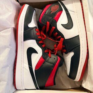 NEW Nike Air Jordan 1 Mid Shoes White Gym Red Black DQ8426-106 Men's US Size 10